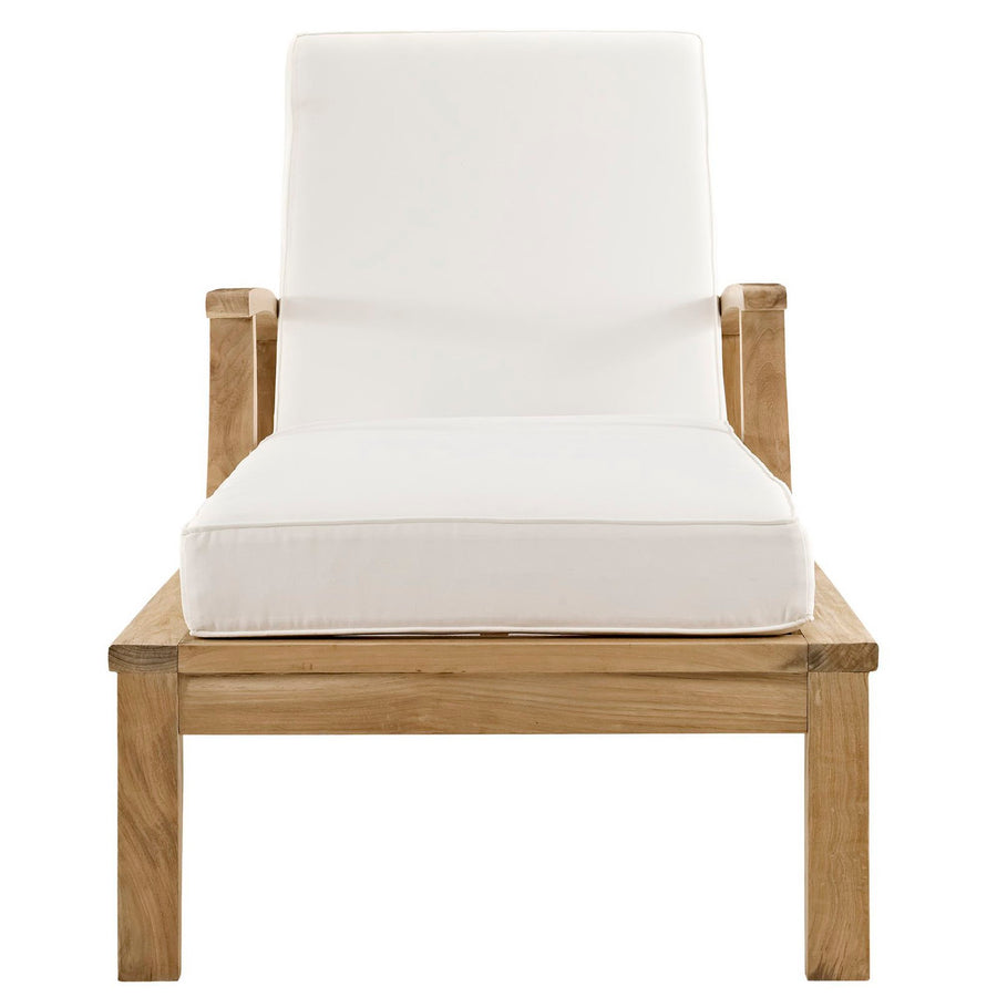 Cove Outdoor Patio Teak Single Chaise in Natural White