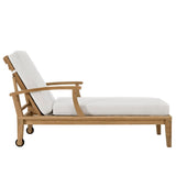 Cove Outdoor Patio Teak Single Chaise in Natural White