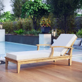 Cove Outdoor Patio Teak Single Chaise in Natural White