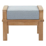 Cove Outdoor Patio Teak Ottoman in Natural Gray