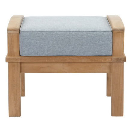 Marina Outdoor Patio Teak Ottoman in Natural Gray