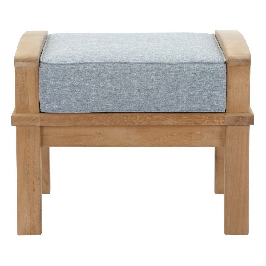 Cove Outdoor Patio Teak Ottoman in Natural Gray
