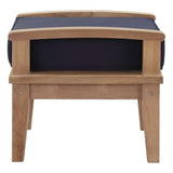 Cove Outdoor Patio Teak Ottoman in Natural Navy