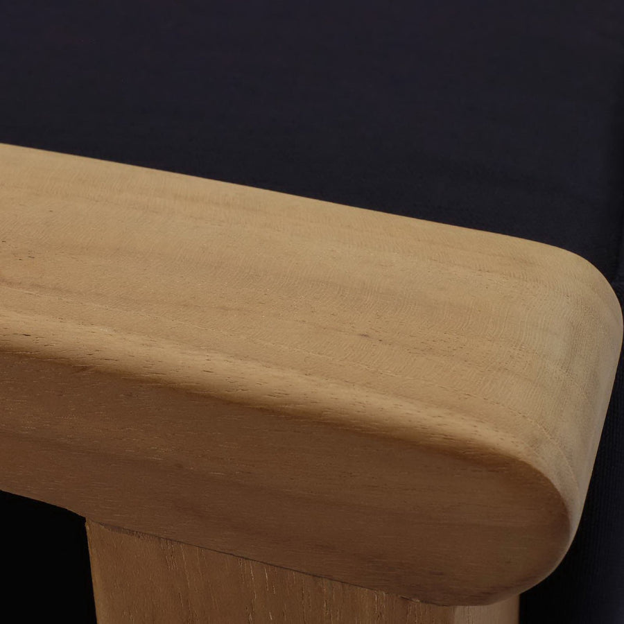 Cove Outdoor Patio Teak Ottoman in Natural Navy