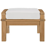 Cove Outdoor Patio Teak Ottoman in Natural White