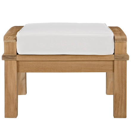 Marina Outdoor Patio Teak Ottoman in Natural White