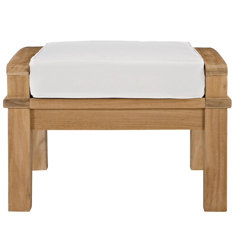 Cove Outdoor Patio Teak Ottoman in Natural White