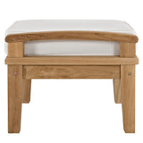 Cove Outdoor Patio Teak Ottoman in Natural White
