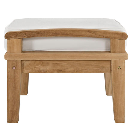 Marina Outdoor Patio Teak Ottoman in Natural White