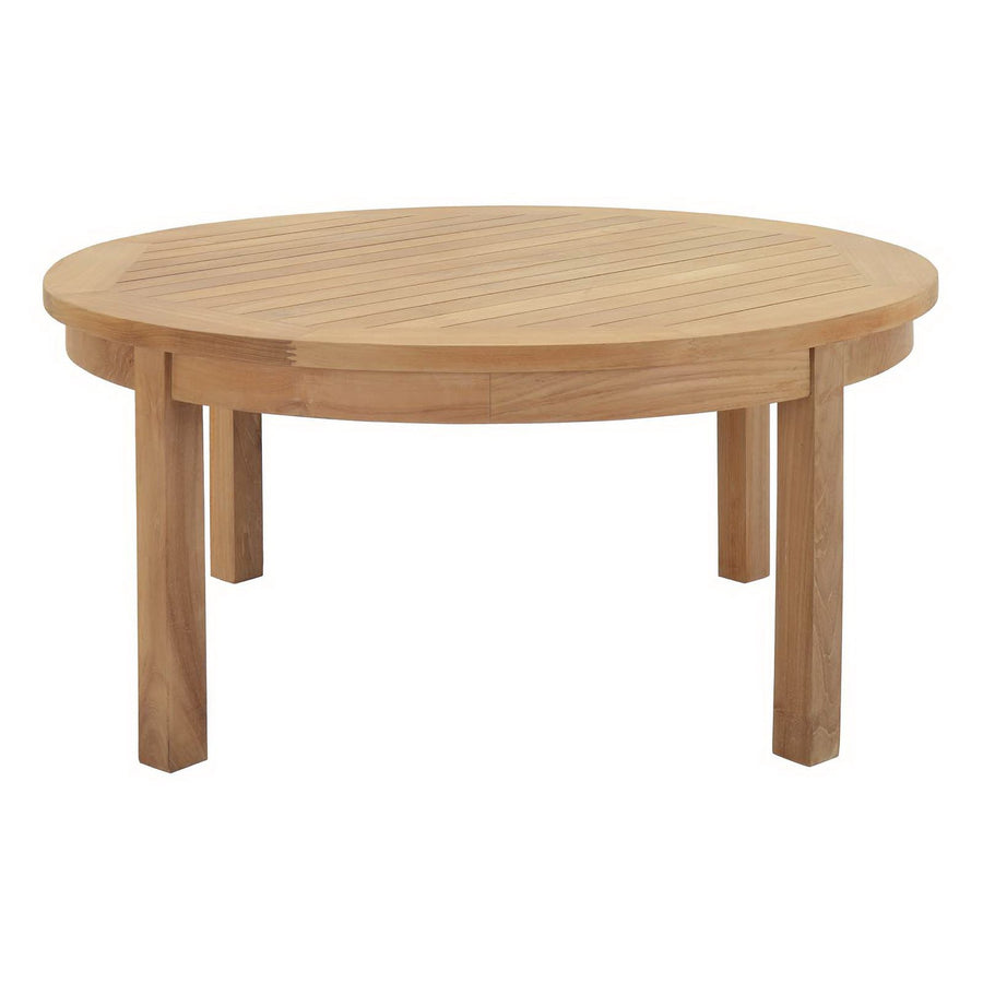 Cove Outdoor Patio Teak Round Coffee Table in Natural