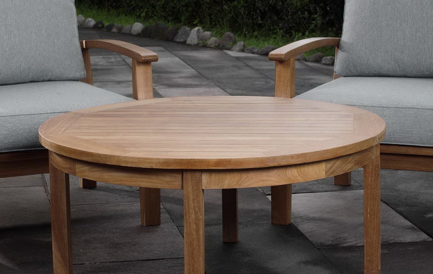 Cove Outdoor Patio Teak Round Coffee Table in Natural