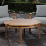 Cove Outdoor Patio Teak Round Coffee Table in Natural