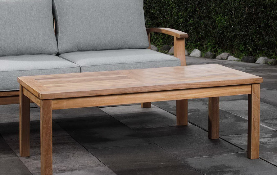 Cove Outdoor Patio Teak Rectangle Coffee Table in Natural