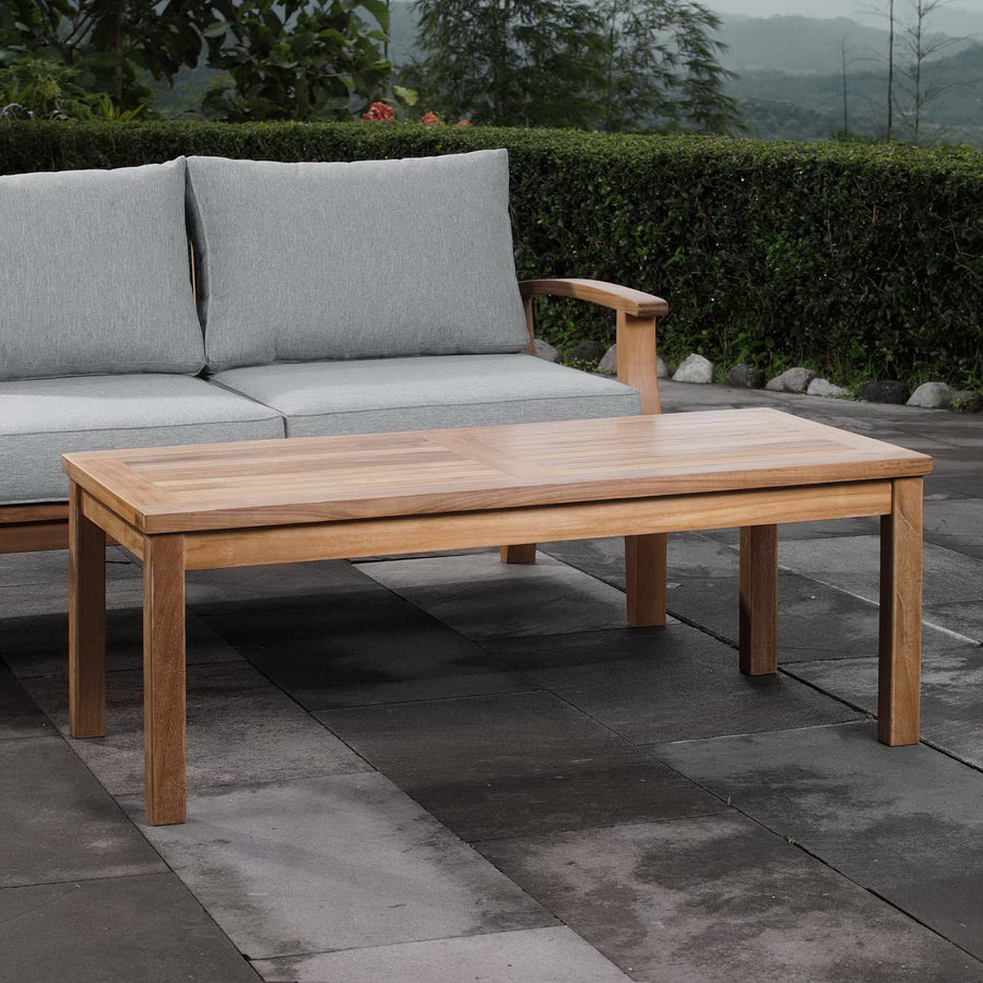 Cove Outdoor Patio Teak Rectangle Coffee Table in Natural