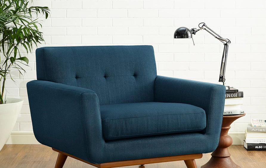 Flint Upholstered Fabric Armchair in Azure