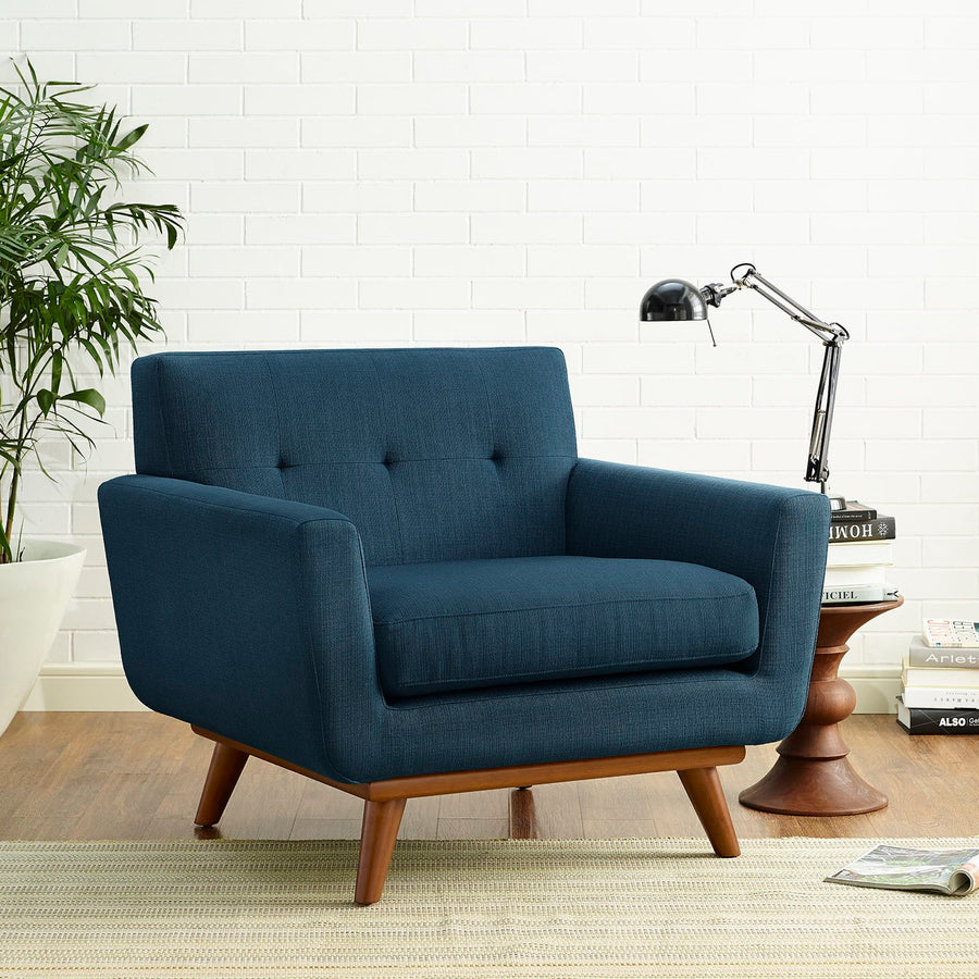 Flint Upholstered Fabric Armchair in Azure
