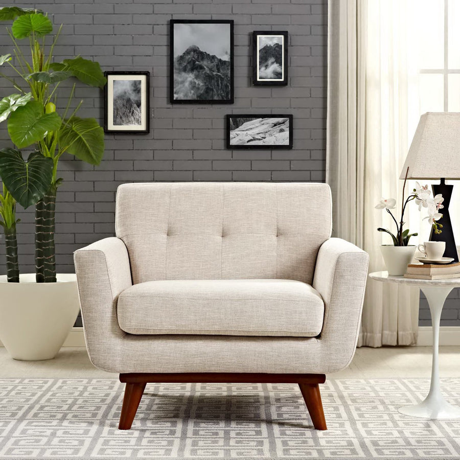 Flint Upholstered Fabric Armchair in Beige