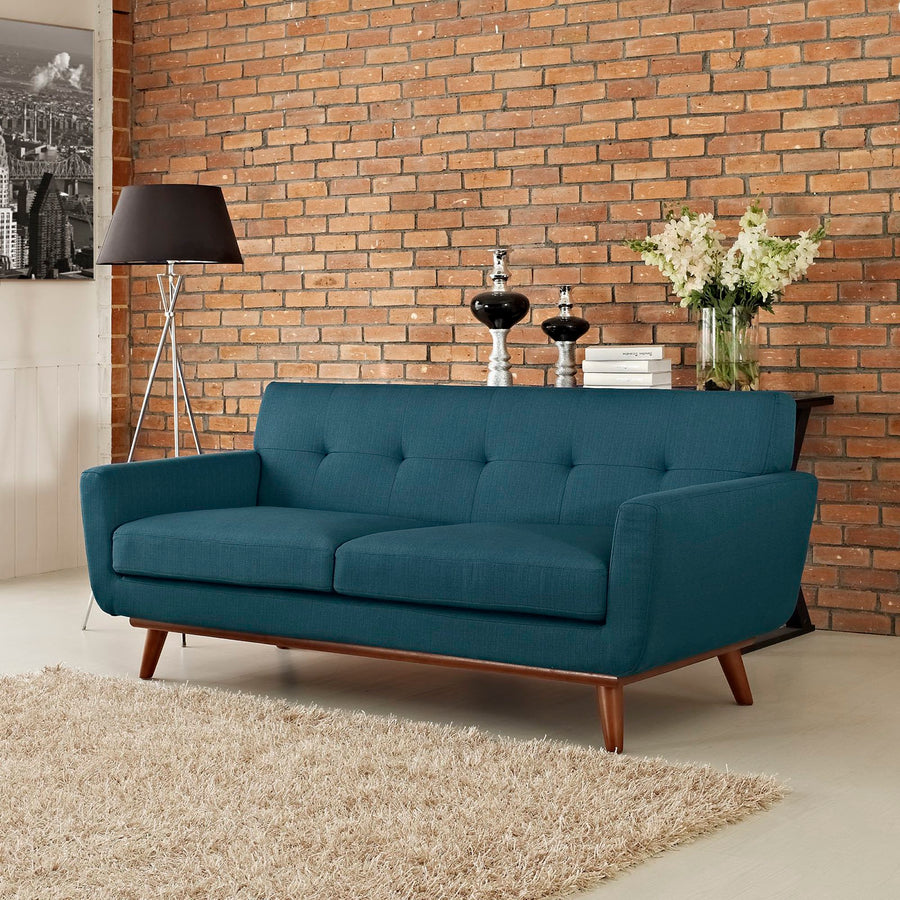 Flint Upholstered Fabric Loveseat in Azure