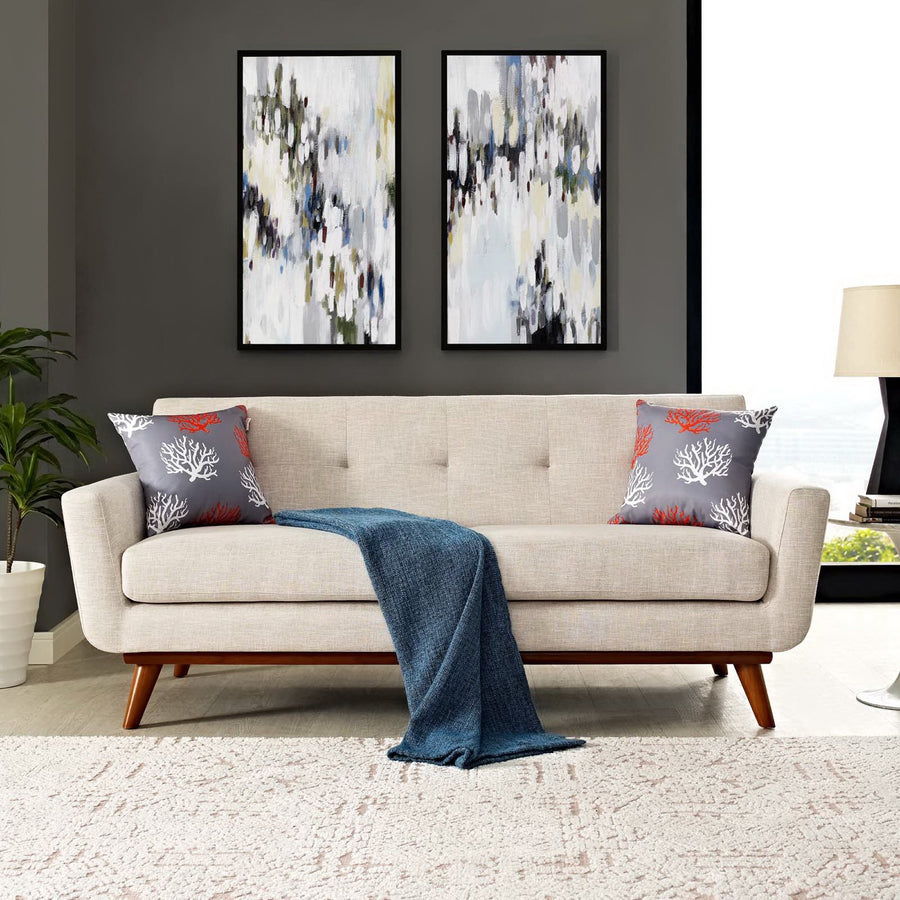 Flint Upholstered Fabric Loveseat in Beige