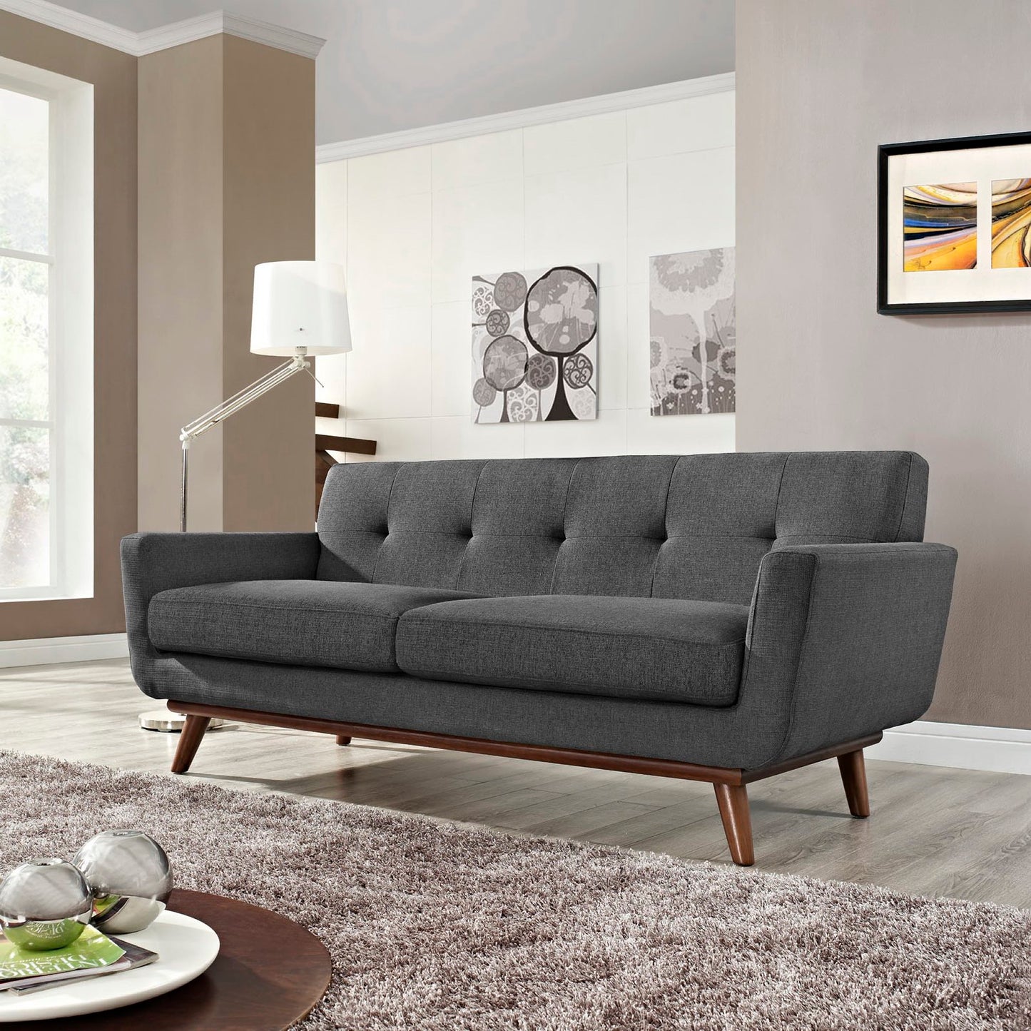 Engage Upholstered Fabric Loveseat by Furniture for America