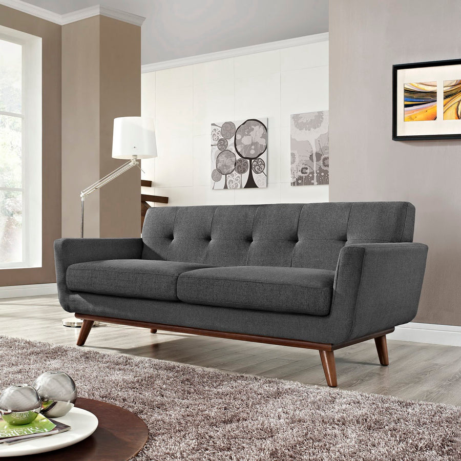 Flint Upholstered Fabric Loveseat in Gray