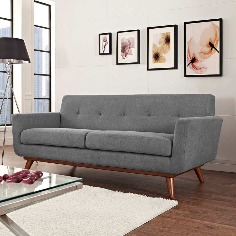 Flint Upholstered Fabric Loveseat in Expectation Gray