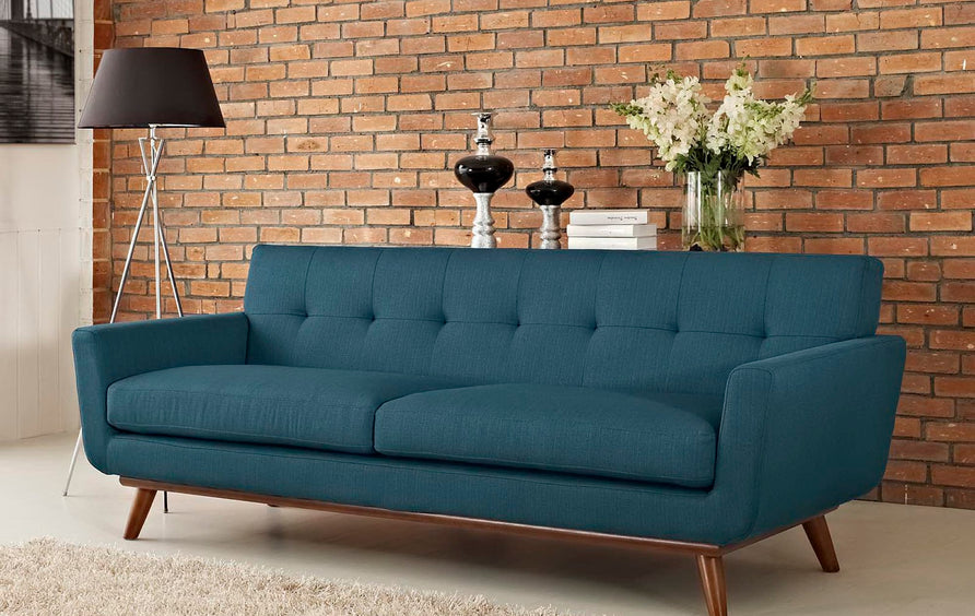 Flint Upholstered Fabric Sofa in Azure