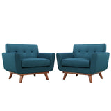 Flint Wood Armchair Set of 2 in Azure