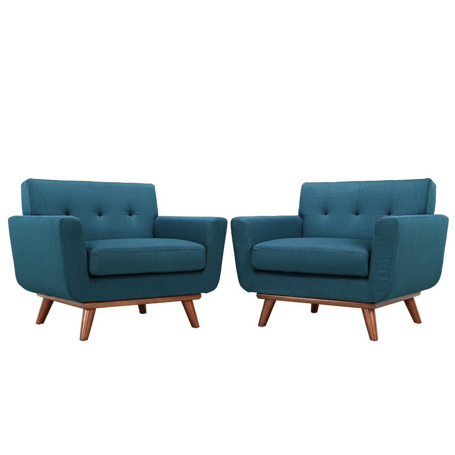 Flint Wood Armchair Set of 2 in Azure