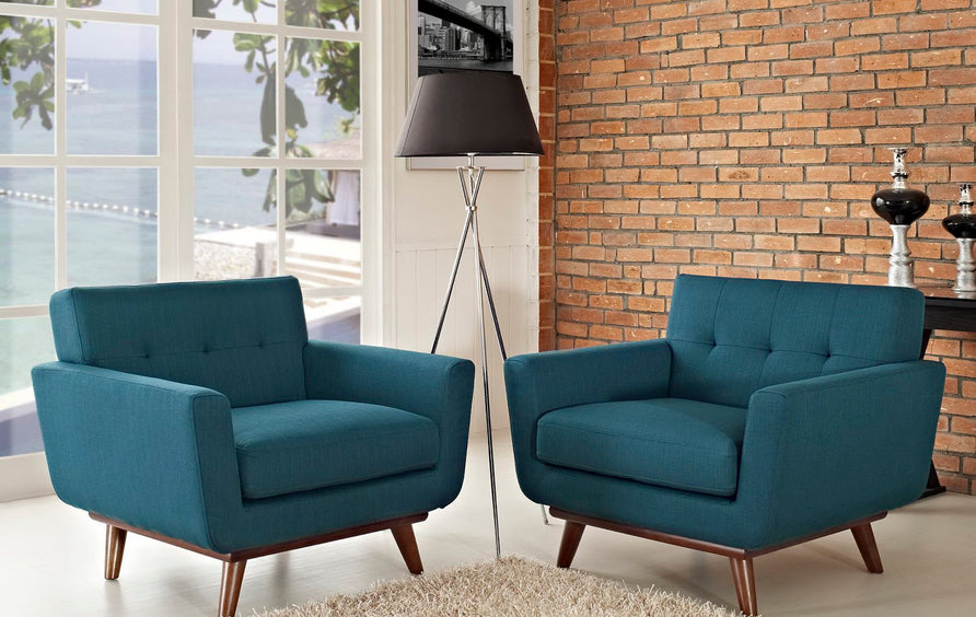 Flint Wood Armchair Set of 2 in Azure