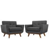 Flint Wood Armchair Set of 2 in Gray