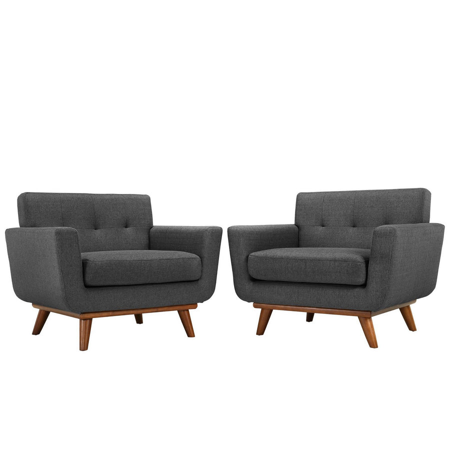 Flint Wood Armchair Set of 2 in Gray