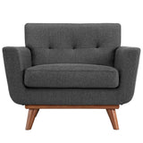 Flint Wood Armchair Set of 2 in Gray
