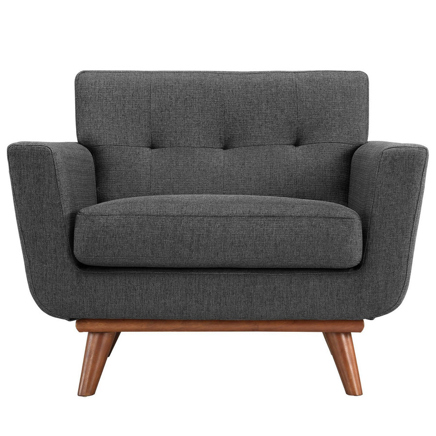 Flint Wood Armchair Set of 2 in Gray