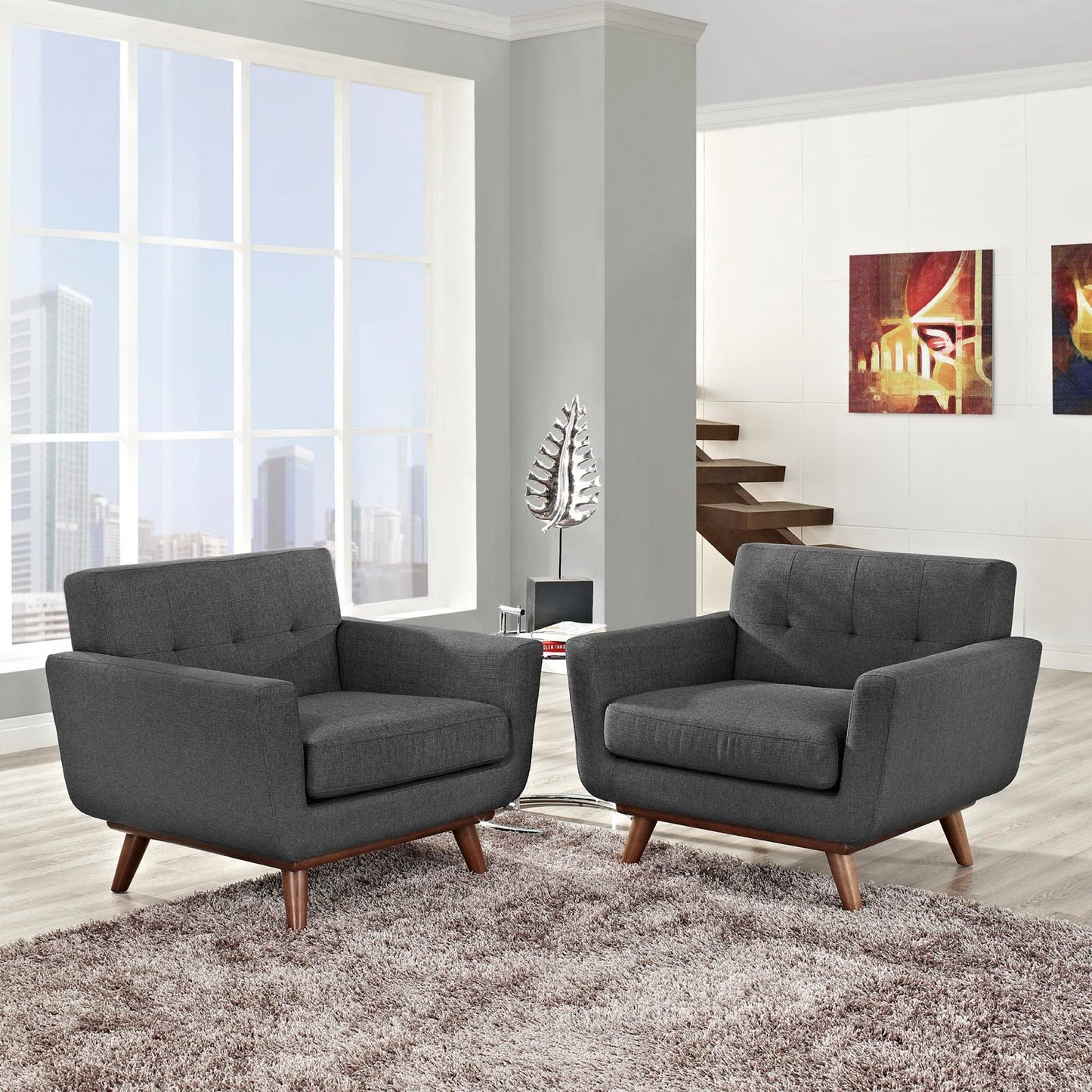 Engage Wood Armchair Set of 2 by Furniture For America
