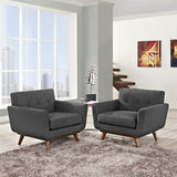 Flint Wood Armchair Set of 2 in Gray