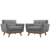 Flint Wood Armchair Set of 2 in Expectation Gray