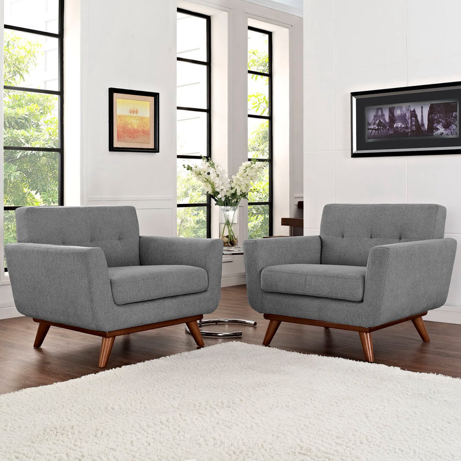 Flint Wood Armchair Set of 2 in Expectation Gray