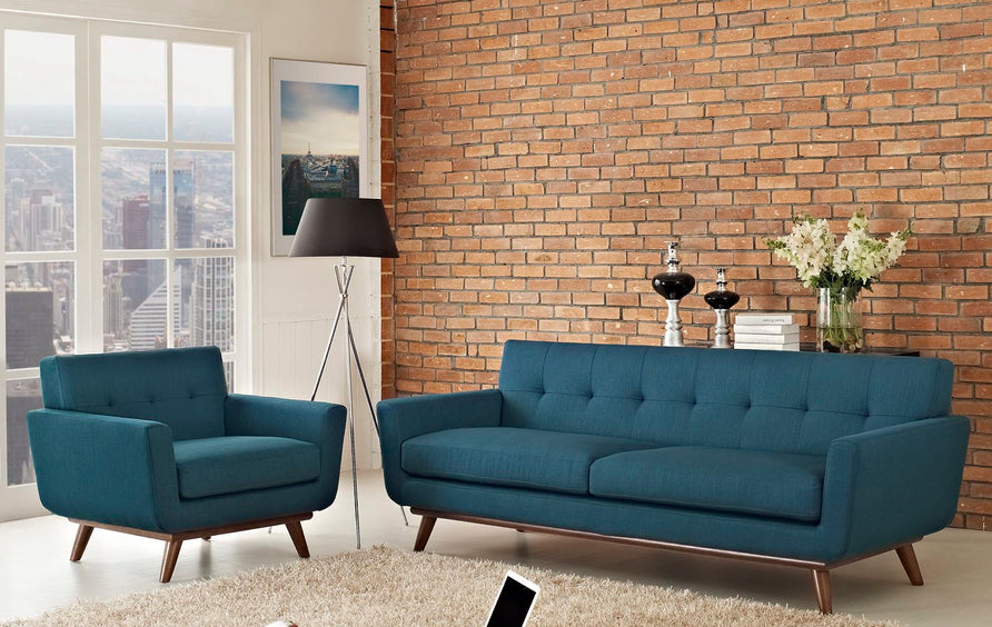 Flint Armchair and Sofa Set of 2 in Azure