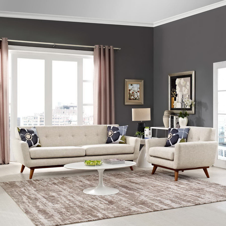 Flint Armchair and Sofa Set of 2 in Beige