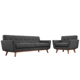 Flint Armchair and Sofa Set of 2 in Gray