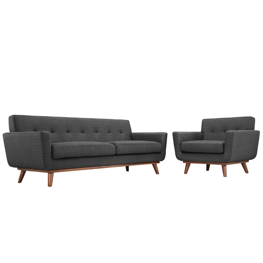 Flint Armchair and Sofa Set of 2 in Gray