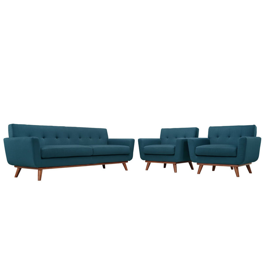 Flint Armchairs and Sofa Set of 3 in Azure