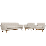 Flint Armchairs and Sofa Set of 3 in Beige