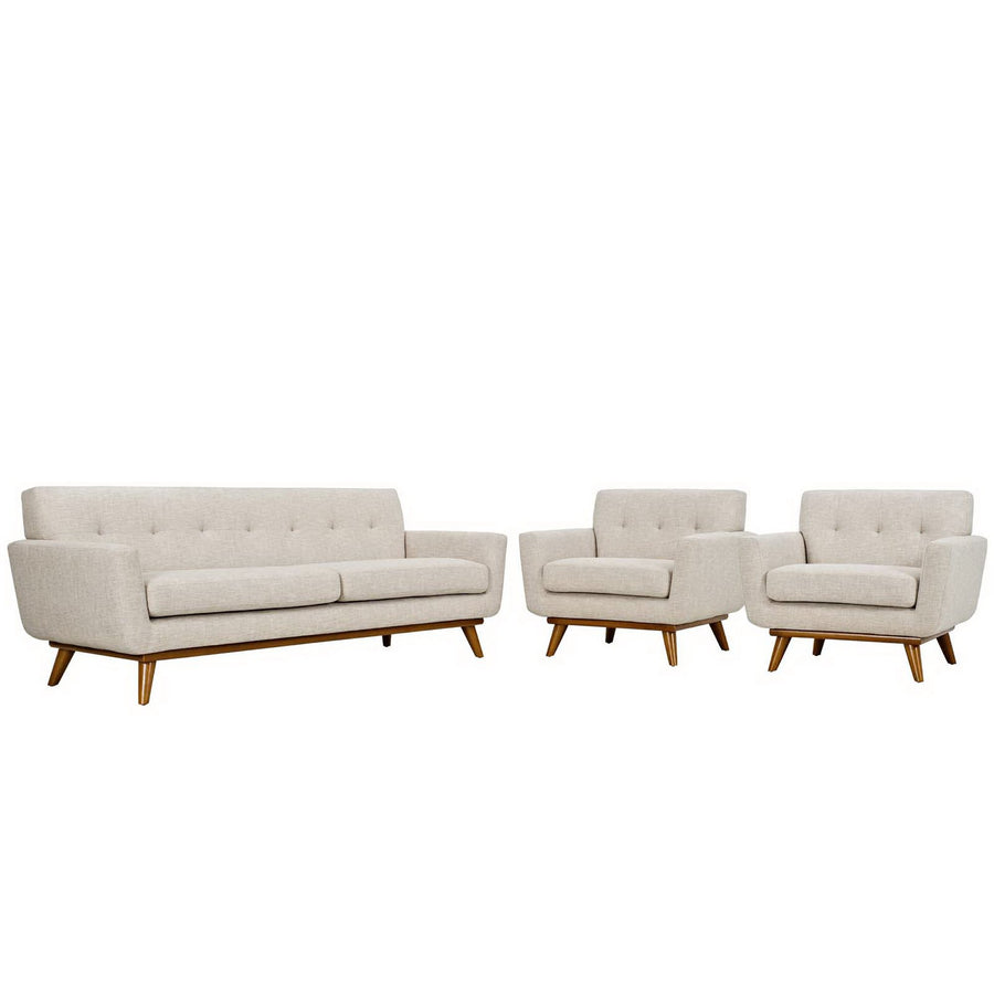 Flint Armchairs and Sofa Set of 3 in Beige