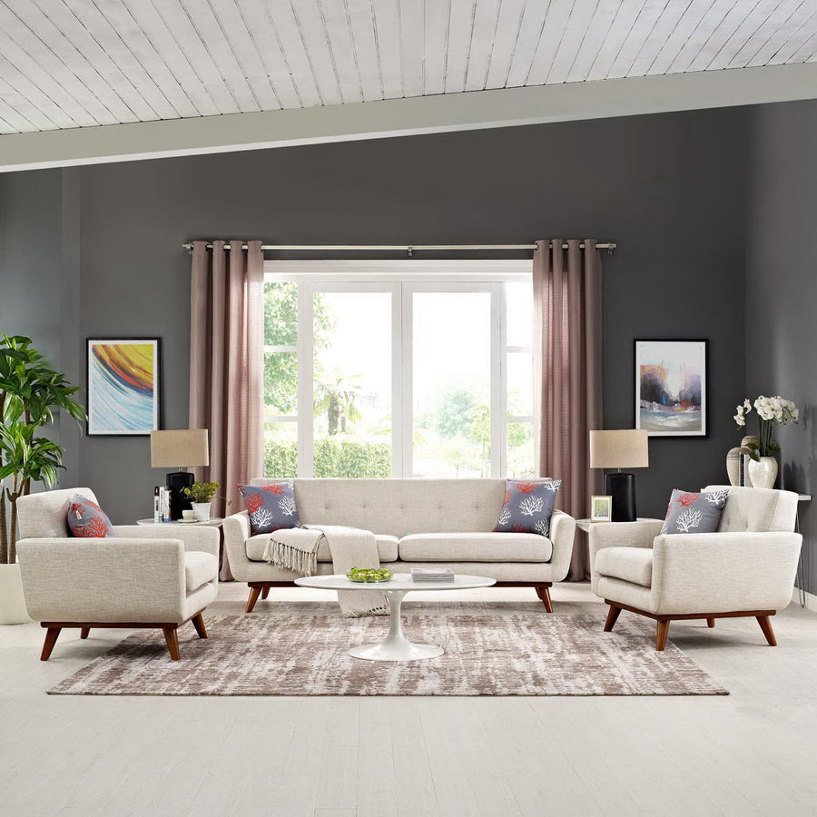 Flint Armchairs and Sofa Set of 3 in Beige