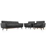 Flint Armchairs and Sofa Set of 3 in Gray