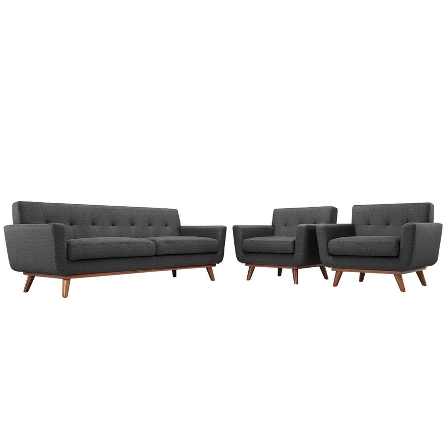 Flint Armchairs and Sofa Set of 3 in Gray