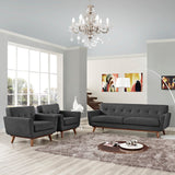 Flint Armchairs and Sofa Set of 3 in Gray