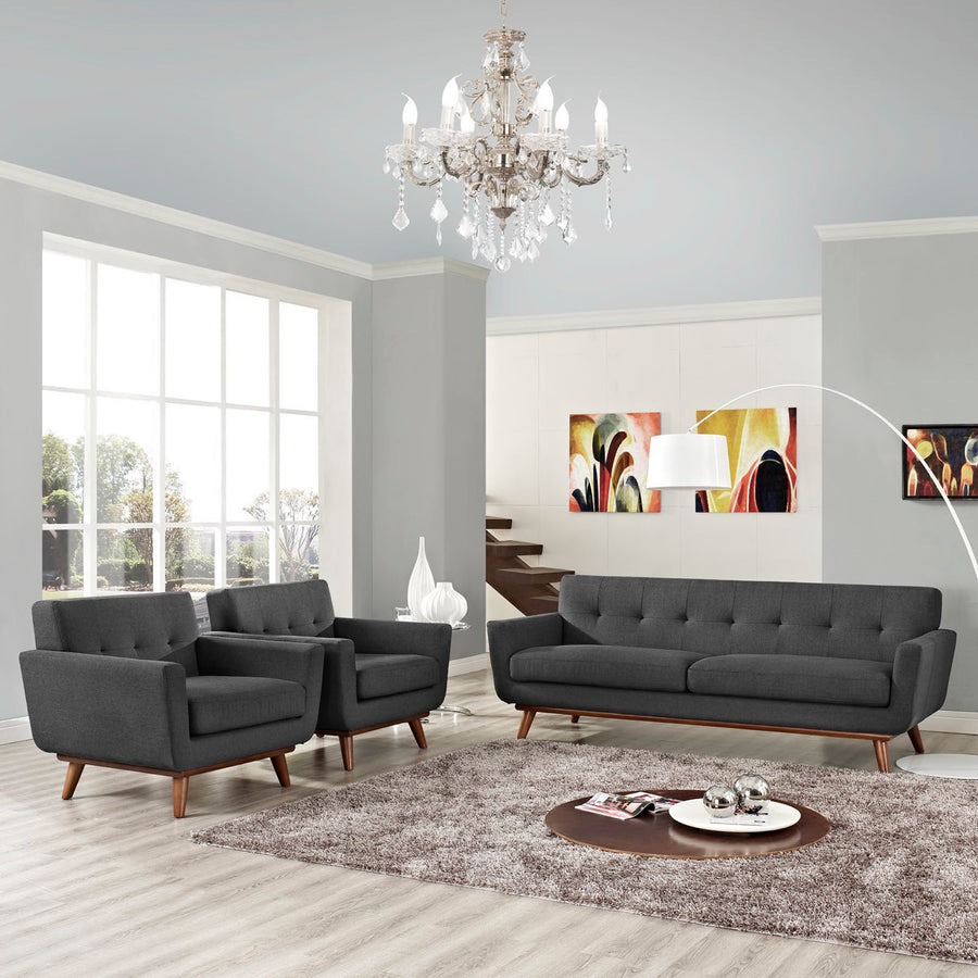 Flint Armchairs and Sofa Set of 3 in Gray